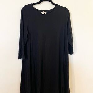LOFT Elegant Black Dress with 3/4 Sleeves - L
